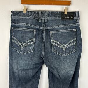 Affliction Cooper Relaxed Boot Cut Stone Blue Denim Jeans Men's Size 34x33